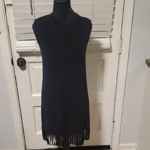 Trouble at the Mill Black Fringe Dress